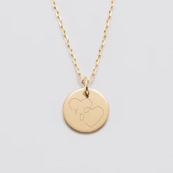 Pendentif personnalisé médaille gravée plaqué or 15 mm - Edition spéciale mariage Coeur Infini