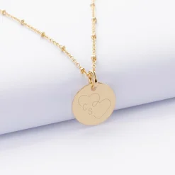 Pendentif personnalisé médaille gravée plaqué or 15 mm - Edition spéciale mariage Coeur Infini