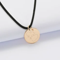 Pendentif personnalisé médaille gravée plaqué or 15 mm - Edition spéciale mariage Coeur Infini