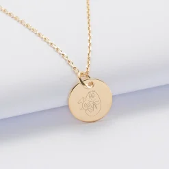 Pendentif personnalisé médaille gravée plaqué or 15 mm - HappyBulle x Barbapapa