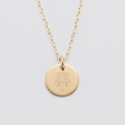Pendentif personnalisé médaille gravée plaqué or 15 mm - HappyBulle x Barbapapa
