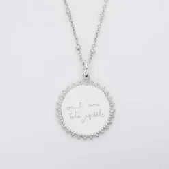 Pendentif personnalisé médaille soleil gravée argent 20 mm