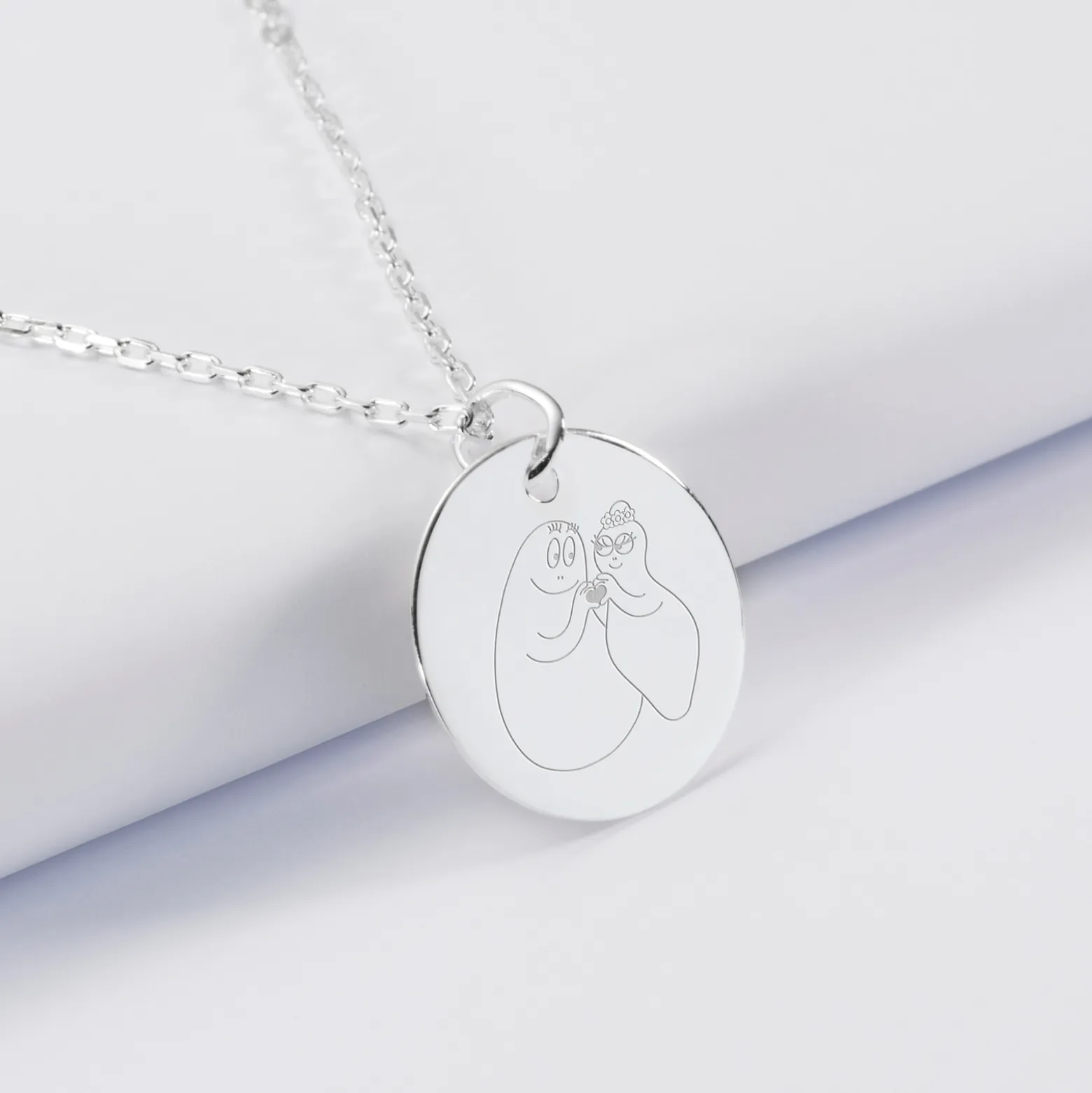 Pendentif personnalisé médaille gravée argent 19 mm - HappyBulle x Barbapapa