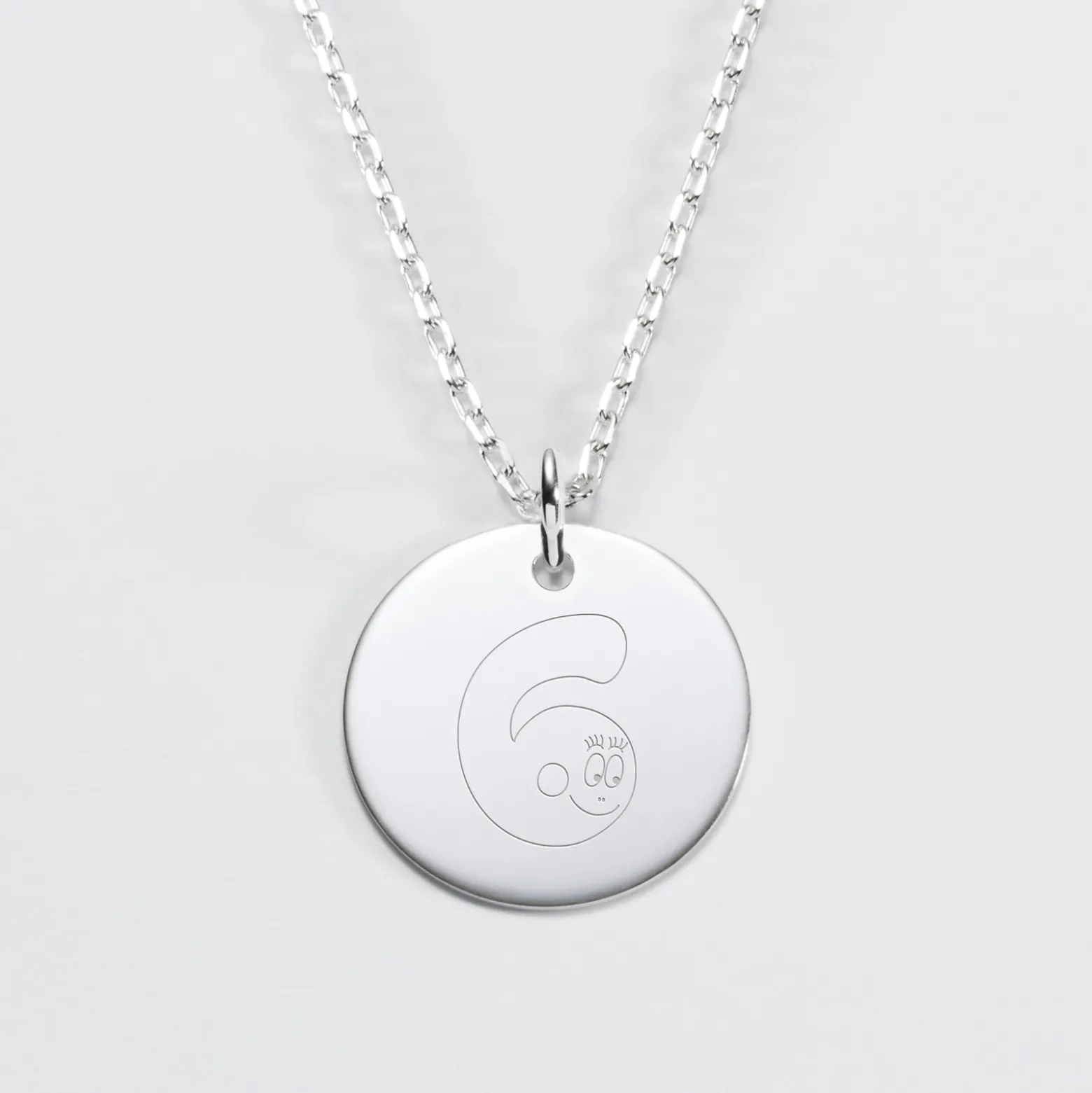 Pendentif personnalisé médaille gravée argent 19 mm - HappyBulle x Barbapapa