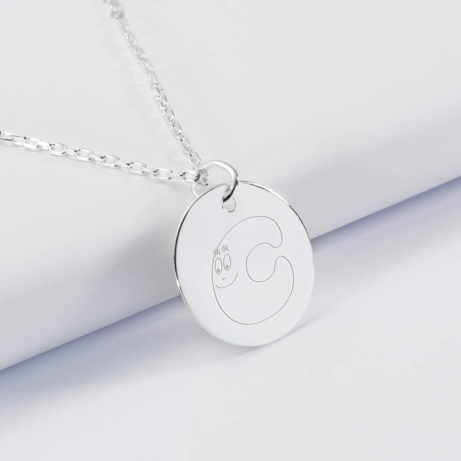 Pendentif personnalisé médaille gravée argent 19 mm - HappyBulle x Barbapapa
