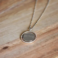 Pendentif personnalisé médaille réversible contour tressé Eternelle gravée argent 18 mm