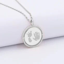 Pendentif personnalisé médaille réversible contour tressé Eternelle gravée argent 18 mm