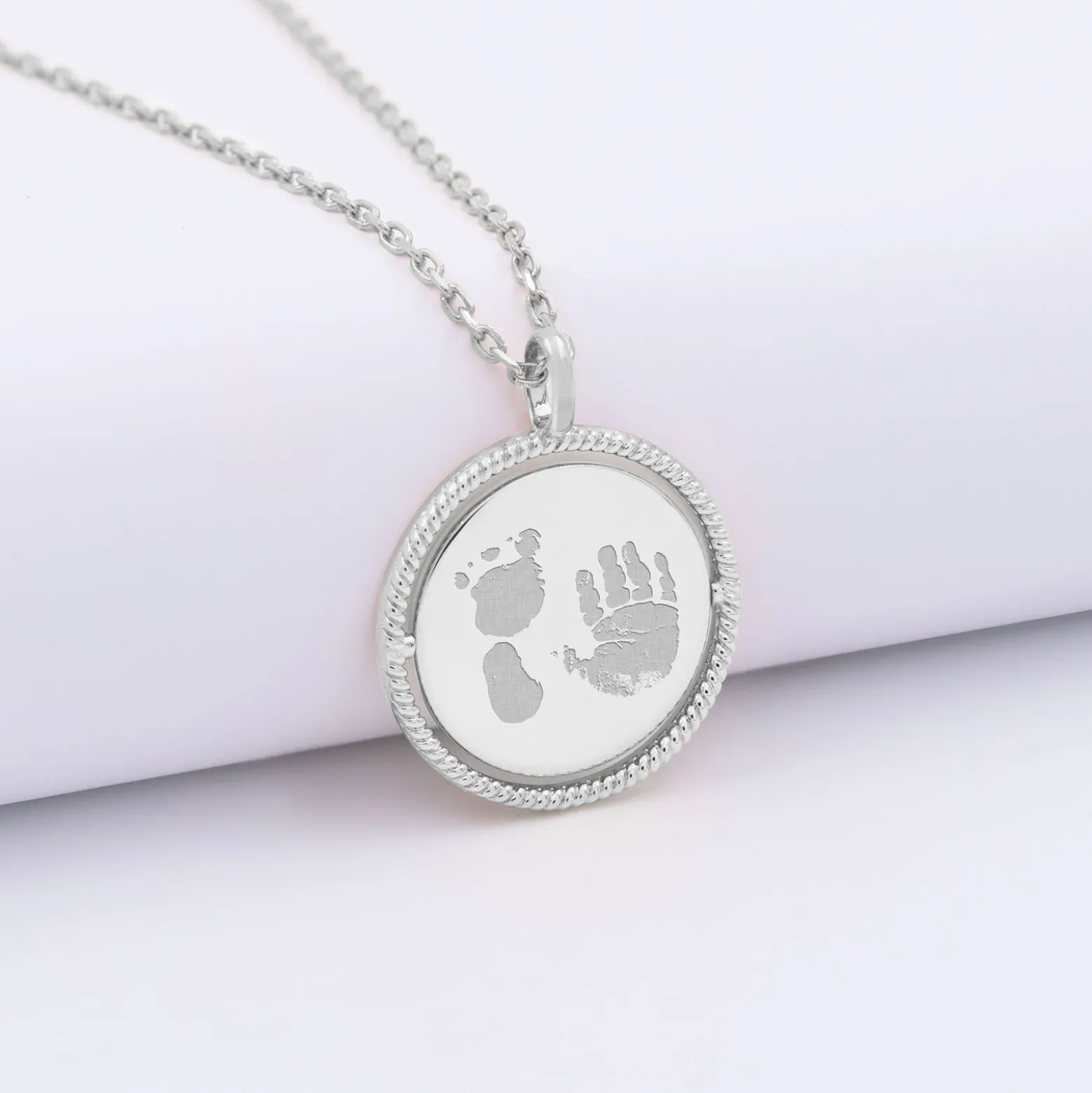 Pendentif personnalisé médaille réversible contour tressé Eternelle gravée argent 18 mm