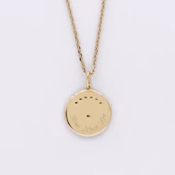 Pendentif personnalisé médaille Lune zircons crépuscule gravée plaqué or 16 mm