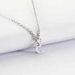 Pendentif personnalisé médaille argent lettre initiale 5 mm