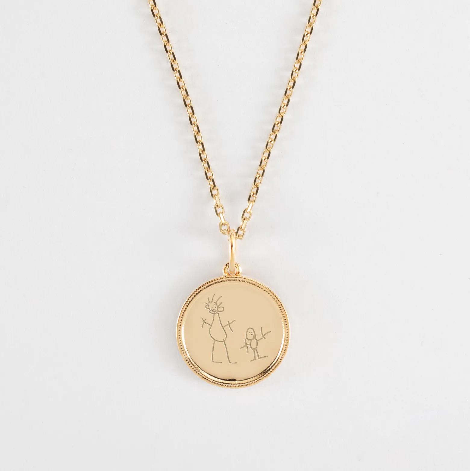 Pendentif personnalisé médaille gravée plaqué or ange texturée 14 mm
