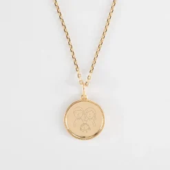 Pendentif personnalisé médaille gravée plaqué or ange texturée 14 mm