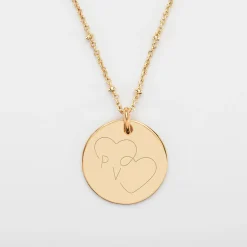 Pendentif personnalisé médaille gravée plaqué or 19 mm - Edition spéciale mariage Coeur Infini