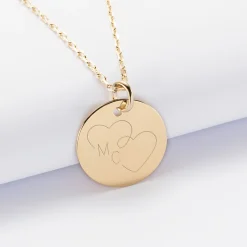 Pendentif personnalisé médaille gravée plaqué or 19 mm - Edition spéciale mariage Coeur Infini