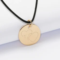 Pendentif personnalisé médaille gravée plaqué or 19 mm - Edition spéciale mariage Coeur Infini