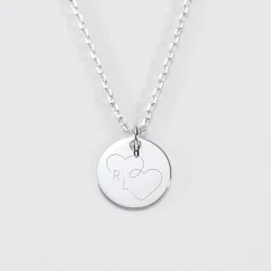 Pendentif personnalisé médaille gravée argent 15 mm - Edition spéciale mariage Coeur Infini