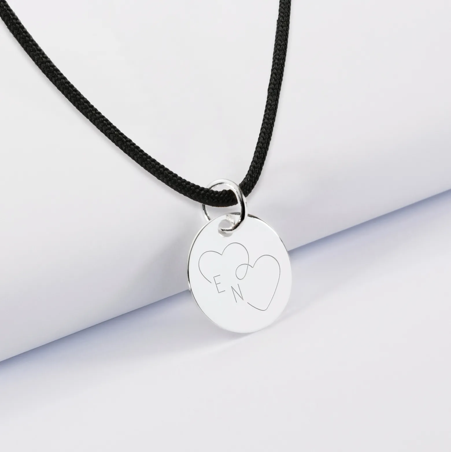 Pendentif personnalisé médaille gravée argent 15 mm - Edition spéciale mariage Coeur Infini