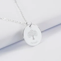 Pendentif personnalisé médaille gravée argent 19 mm - Edition spéciale Arbre de Vie