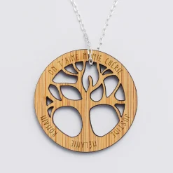 Pendentif personnalisé médaille gravée bois arbre de vie 35 mm