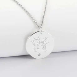 Pendentif personnalisé médaille scintillante gravée argent 20 mm