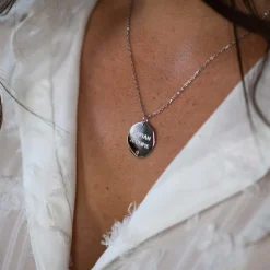 Pendentif personnalisé médaille scintillante gravée argent 20 mm