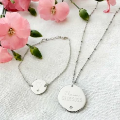Pendentif personnalisé médaille scintillante gravée argent 20 mm