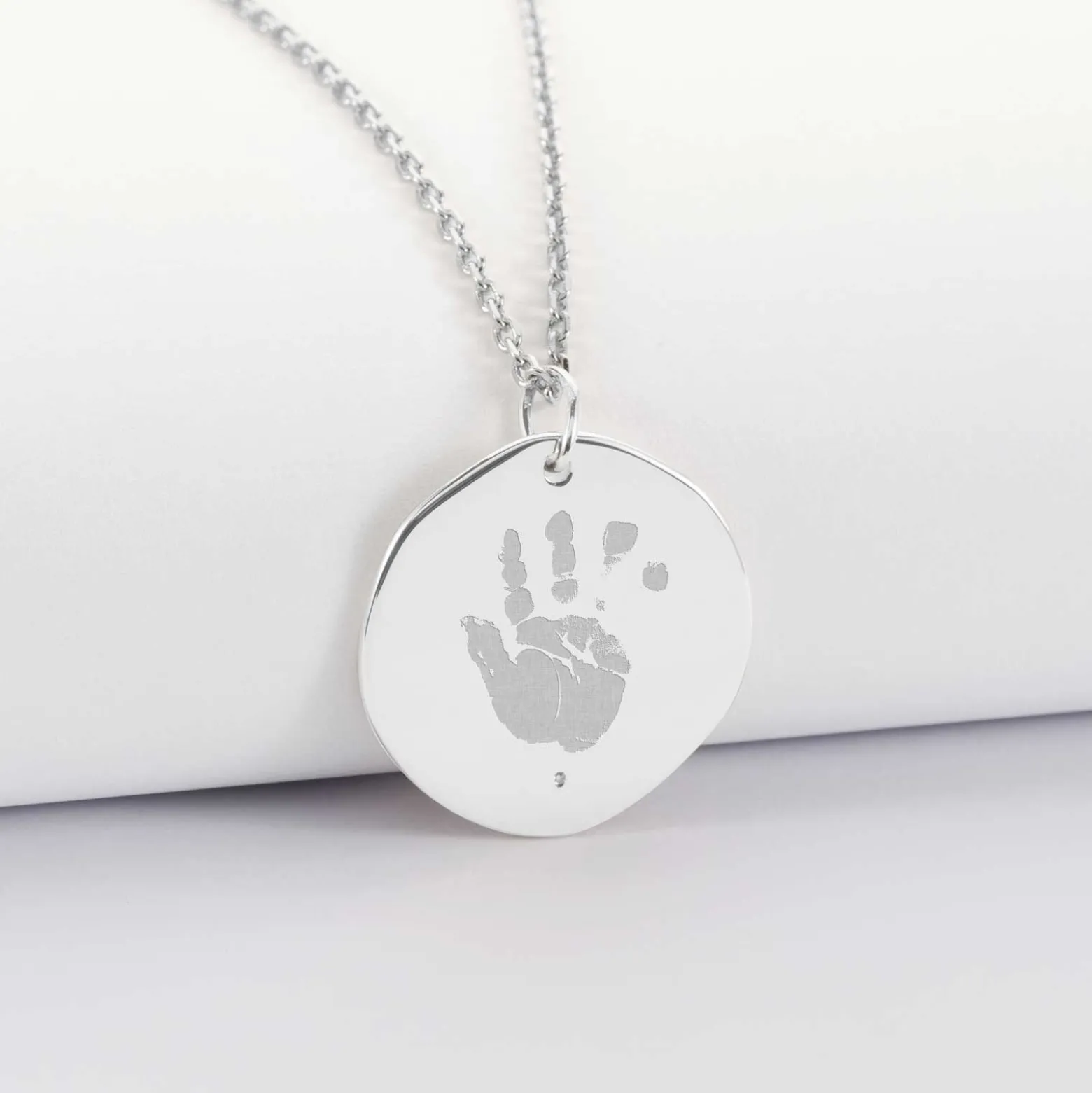 Pendentif personnalisé médaille scintillante gravée argent 20 mm