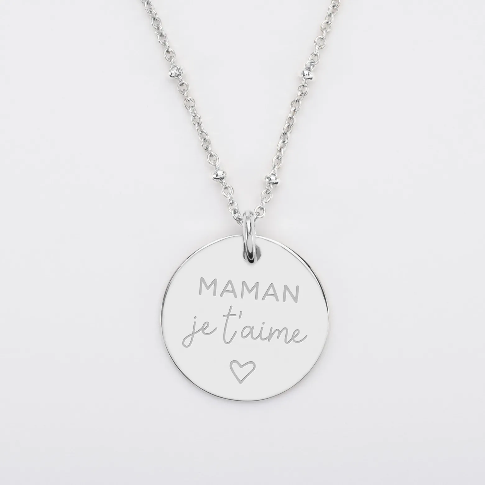 Pendentif personnalisé médaille gravée argent 19 mm
