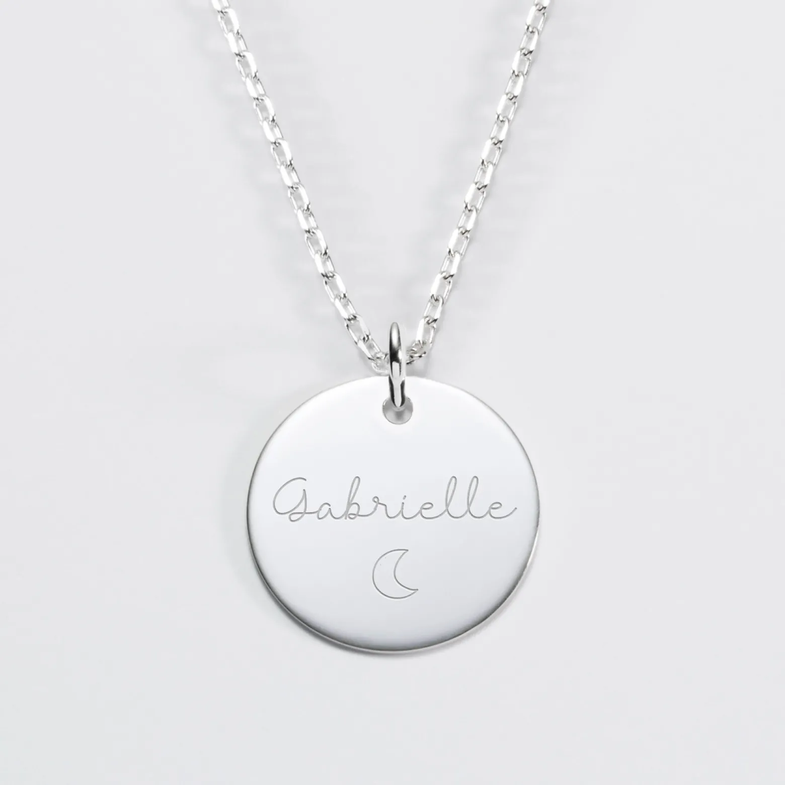 Pendentif personnalisé médaille gravée argent 19 mm
