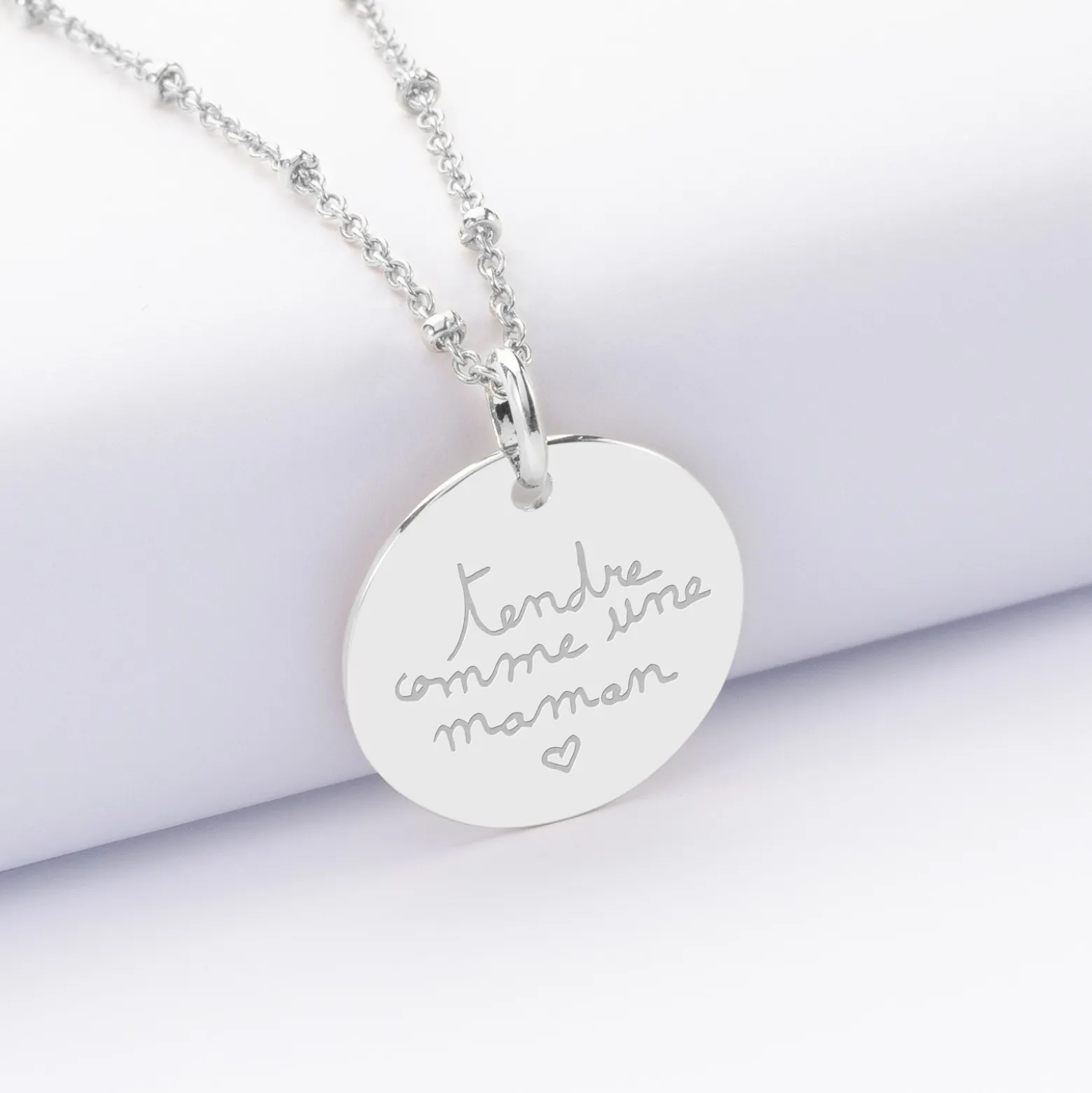 Pendentif personnalisé médaille gravée argent 19 mm