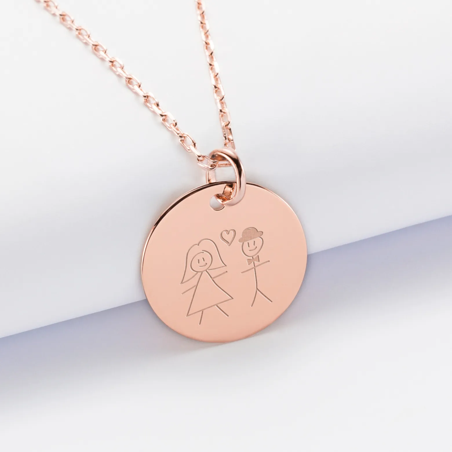 Pendentif personnalisé médaille gravée plaqué or rose 19 mm