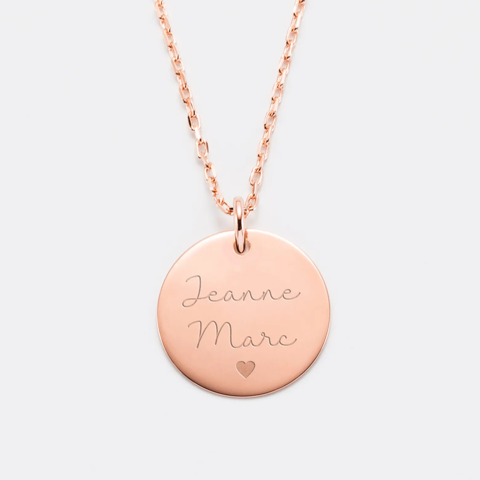 Pendentif personnalisé médaille gravée plaqué or rose 19 mm