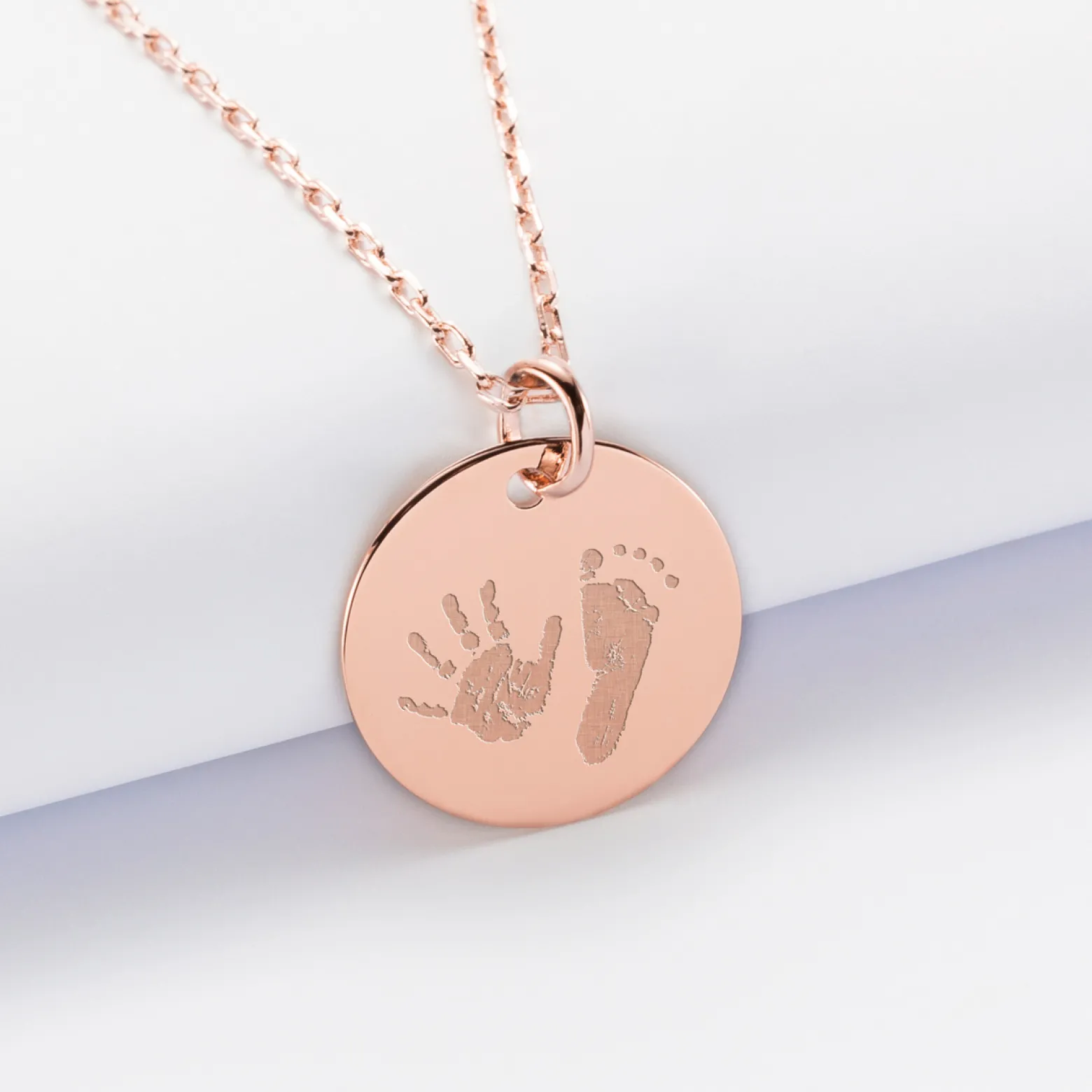 Pendentif personnalisé médaille gravée plaqué or rose 19 mm