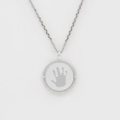 Pendentif personnalisé médaille réversible contour tressé Eternelle gravée argent 18 mm - HappyBulle x Capucine