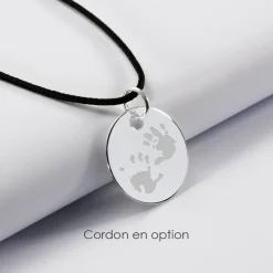 Pendentif personnalisé médaille réversible contour tressé Eternelle gravée argent 18 mm - HappyBulle x Capucine