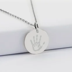 Pendentif personnalisé médaille martelée gravée argent 19 mm