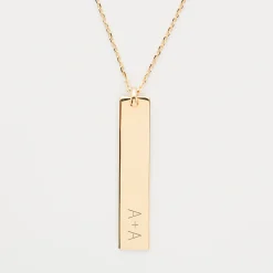 Pendentif personnalisé médaille gravée plaqué or plaque 40x8 mm
