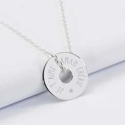 Pendentif personnalisé médaille gravée argent cible 20 mm