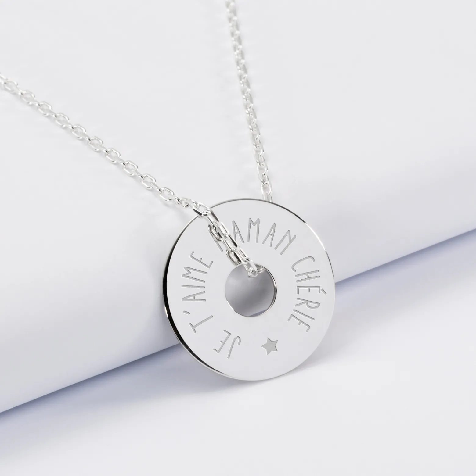 Pendentif personnalisé médaille gravée argent cible 20 mm