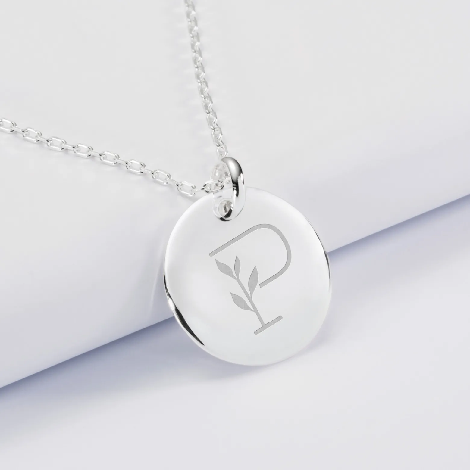Pendentif personnalisé médaille bombée gravée argent 20 mm