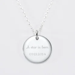 Pendentif personnalisé médaille bombée gravée argent 20 mm