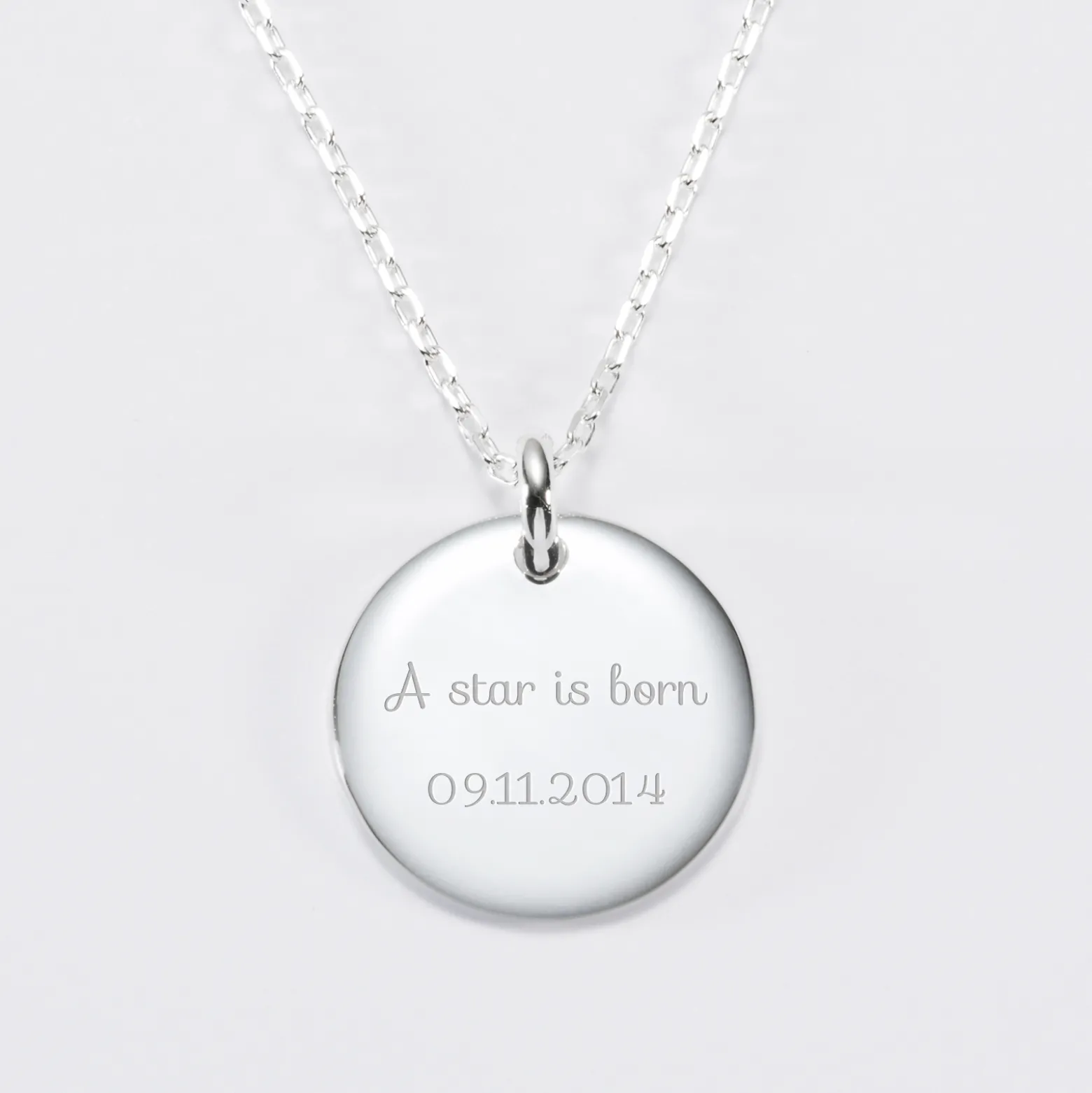 Pendentif personnalisé médaille bombée gravée argent 20 mm
