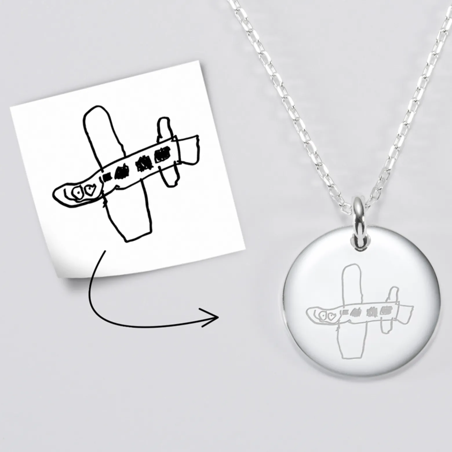 Pendentif personnalisé médaille bombée gravée argent 20 mm