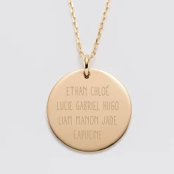 Pendentif personnalisé médaille gravée plaqué or 27 mm - Edition spéciale Mamie