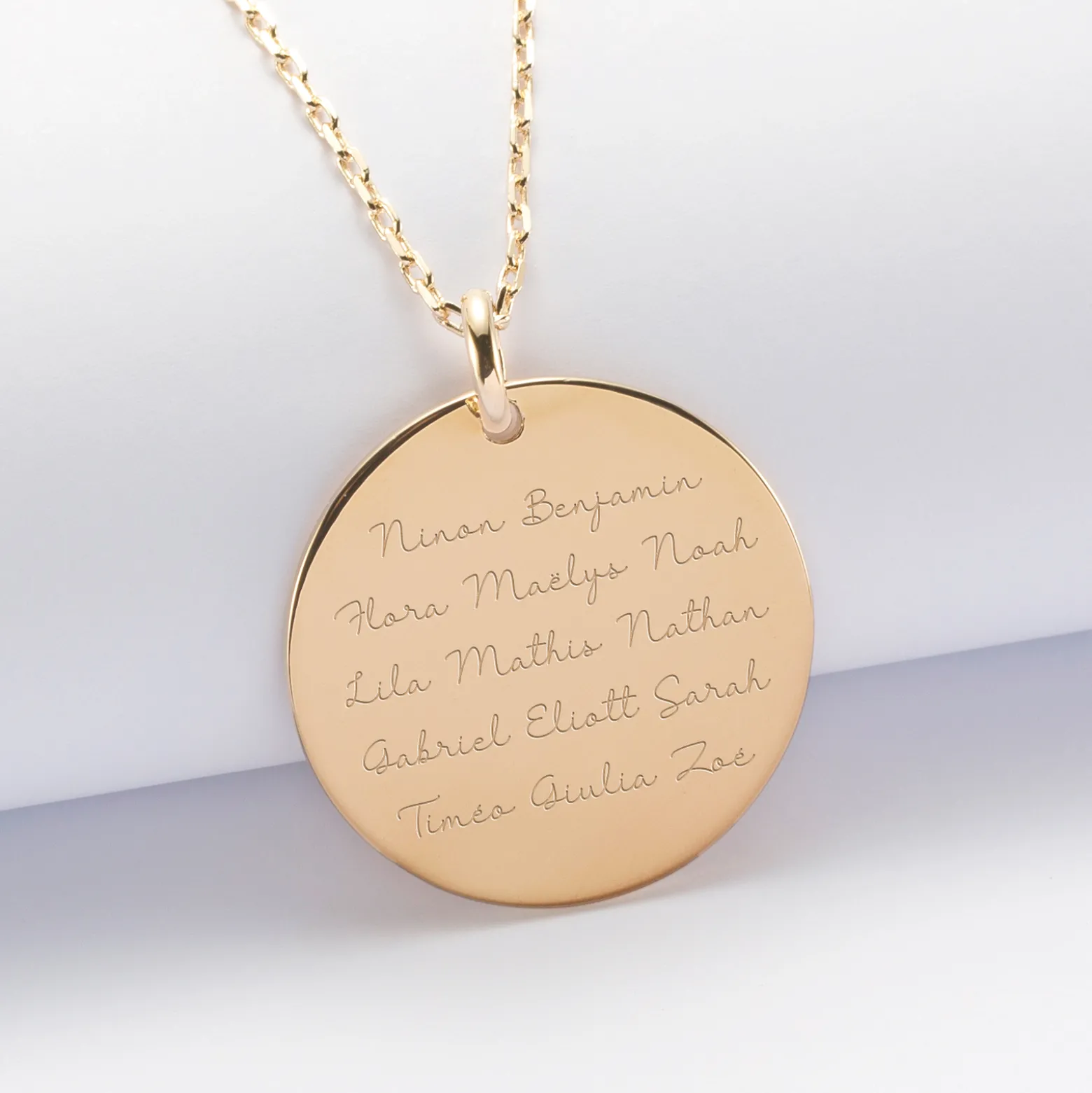 Pendentif personnalisé médaille gravée plaqué or 27 mm - Edition spéciale Mamie