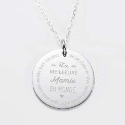 Pendentif personnalisé médaille gravée argent 27 mm