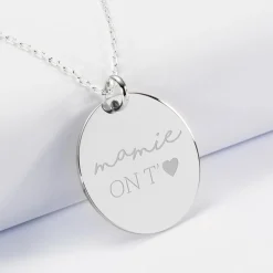 Pendentif personnalisé médaille gravée argent 27 mm