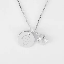 Pendentif personnalisé médaille gravée argent 15 mm et breloque(s) summer - à composer