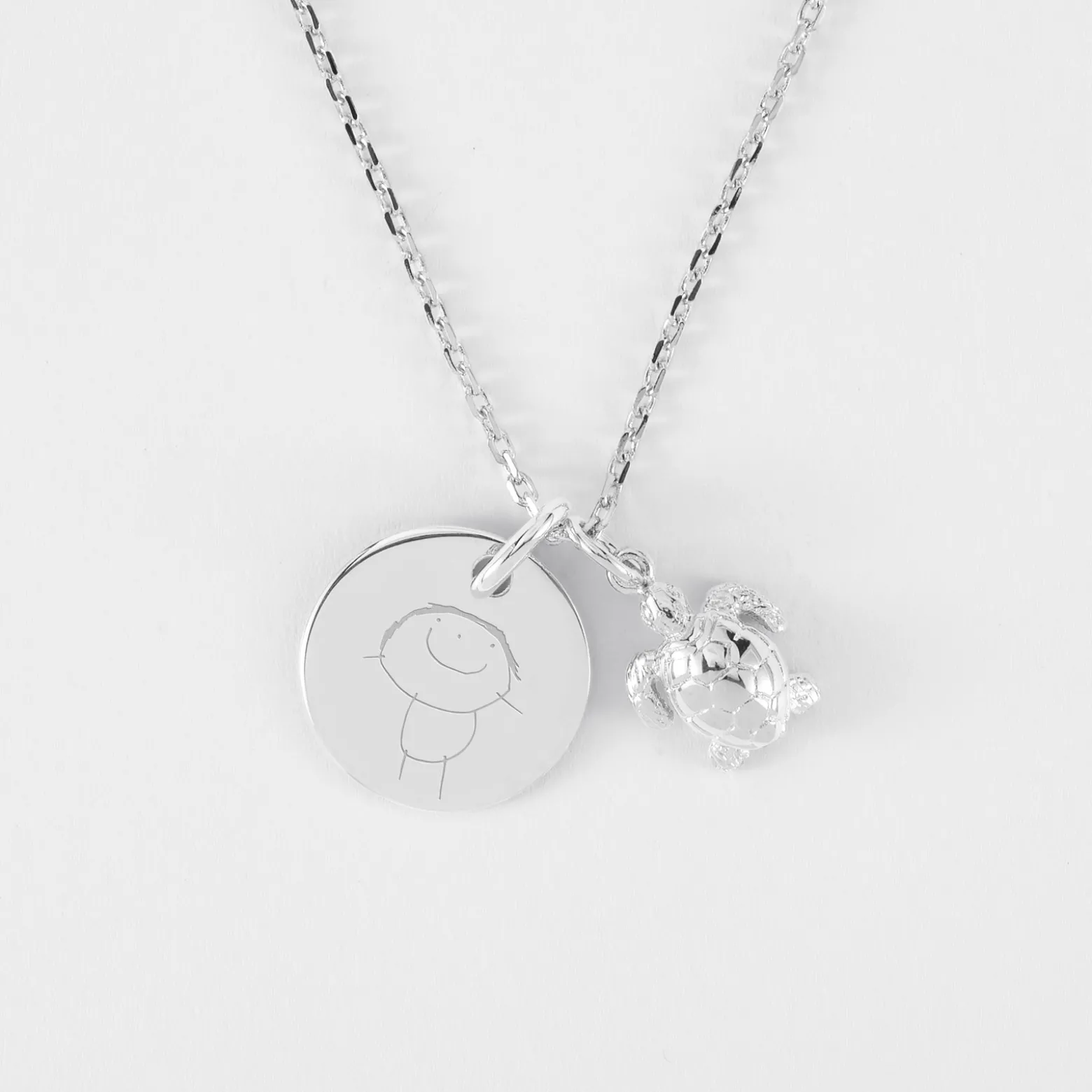 Pendentif personnalisé médaille gravée argent 15 mm et breloque(s) summer - à composer