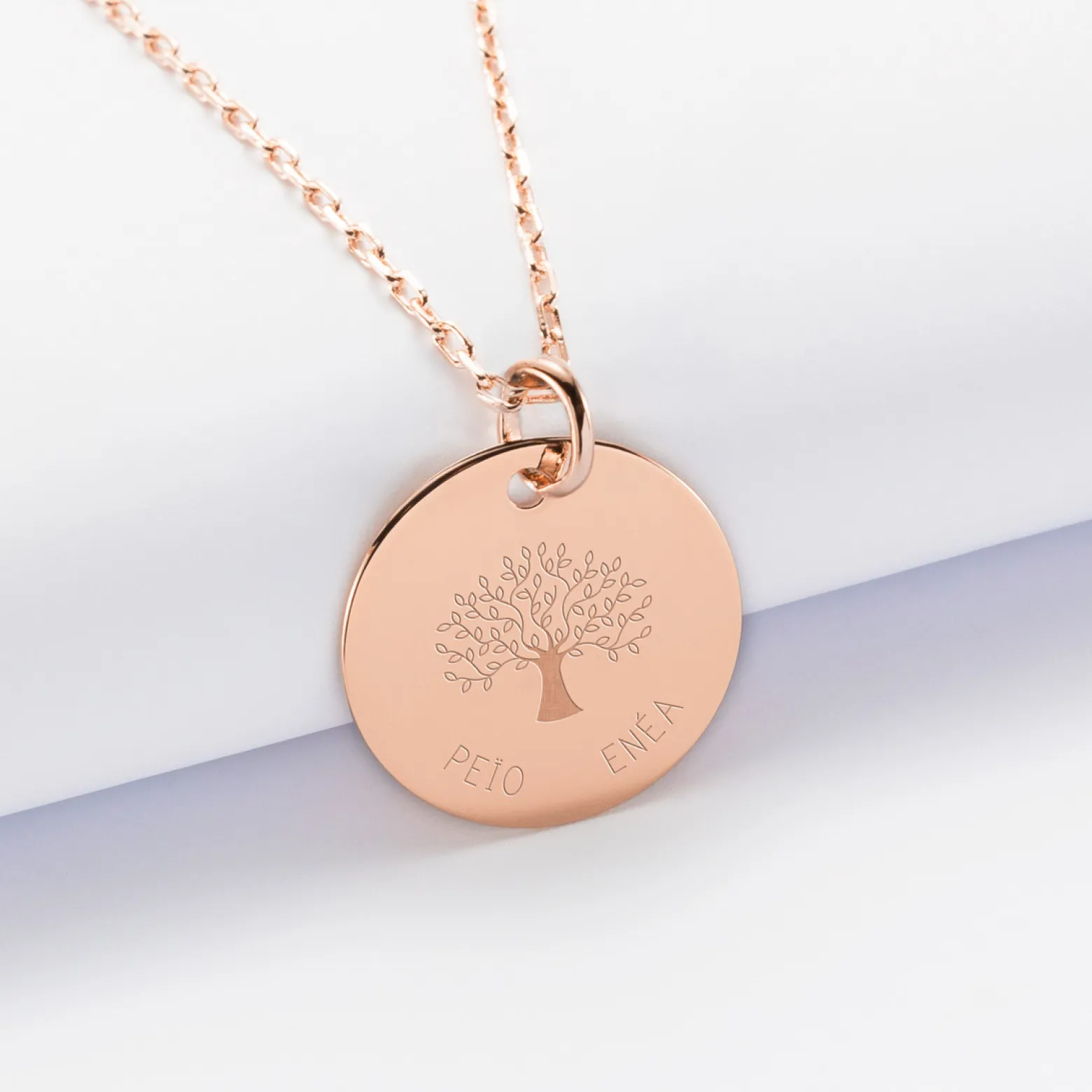 Pendentif personnalisé médaille gravée plaqué or rose 19 mm - Edition spéciale Arbre de Vie
